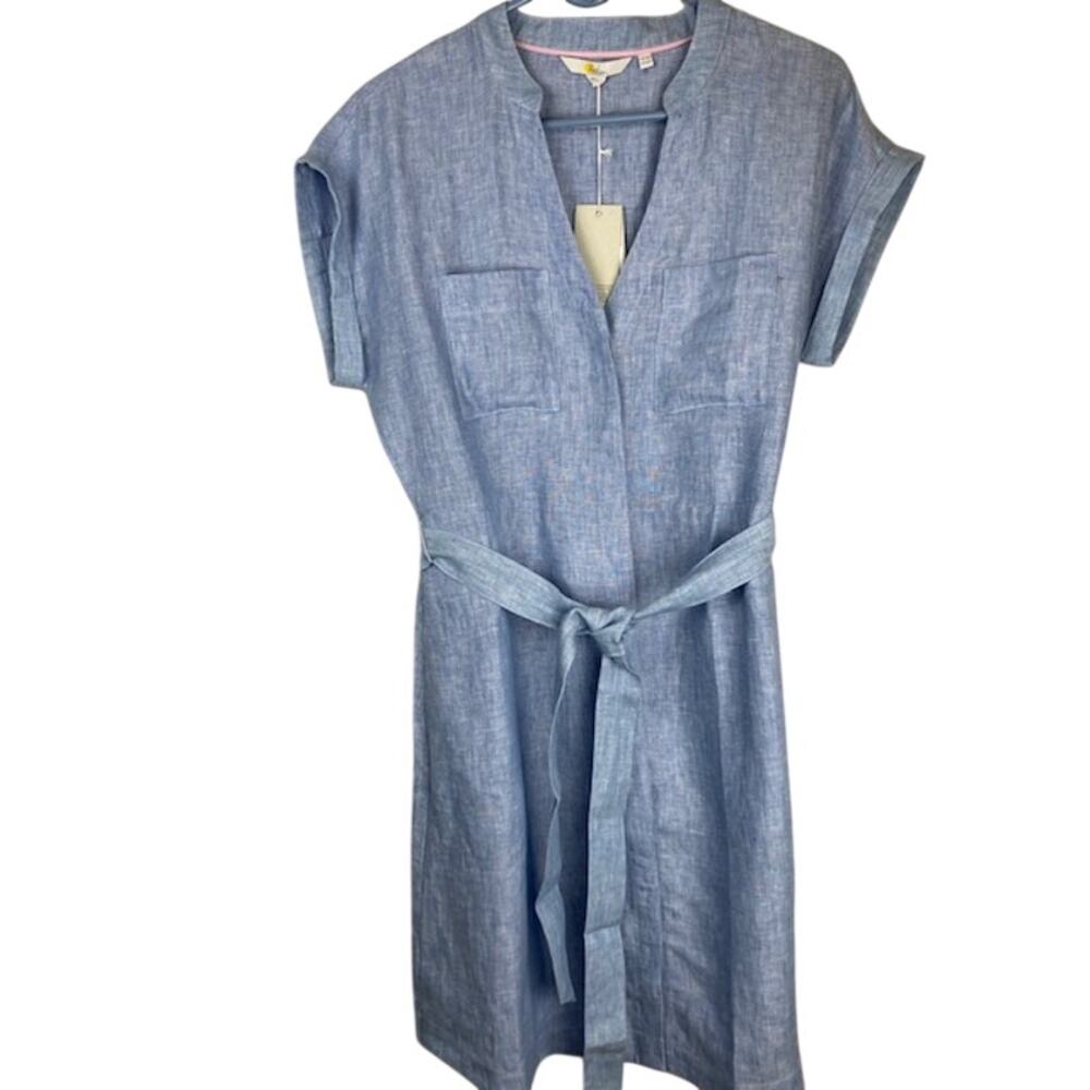 Boden "Evie"-Shirt Dress in a Short Sleeve V-Neck Line  NWTS